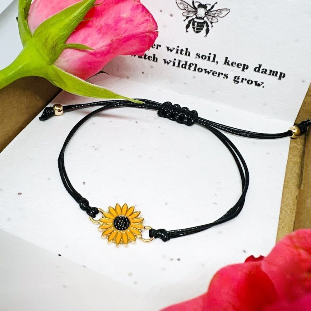 Sunflower Charm Rope Bracelet